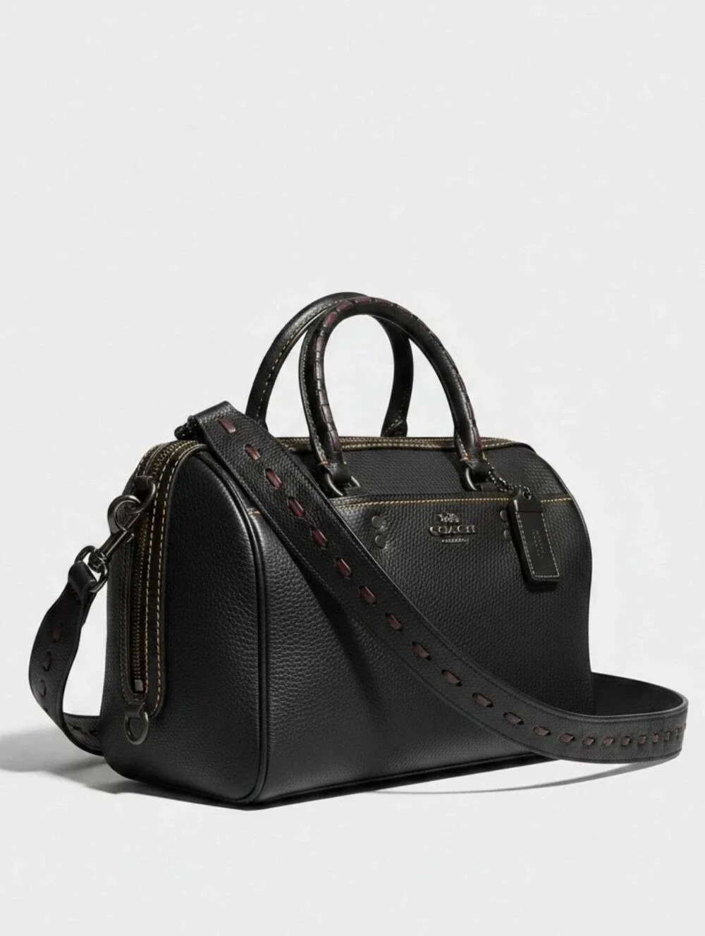 COACH 1941 Rogue Satchel Pebbled Leather Embellished Top Handle Custom Straps - Picture 1 of 9